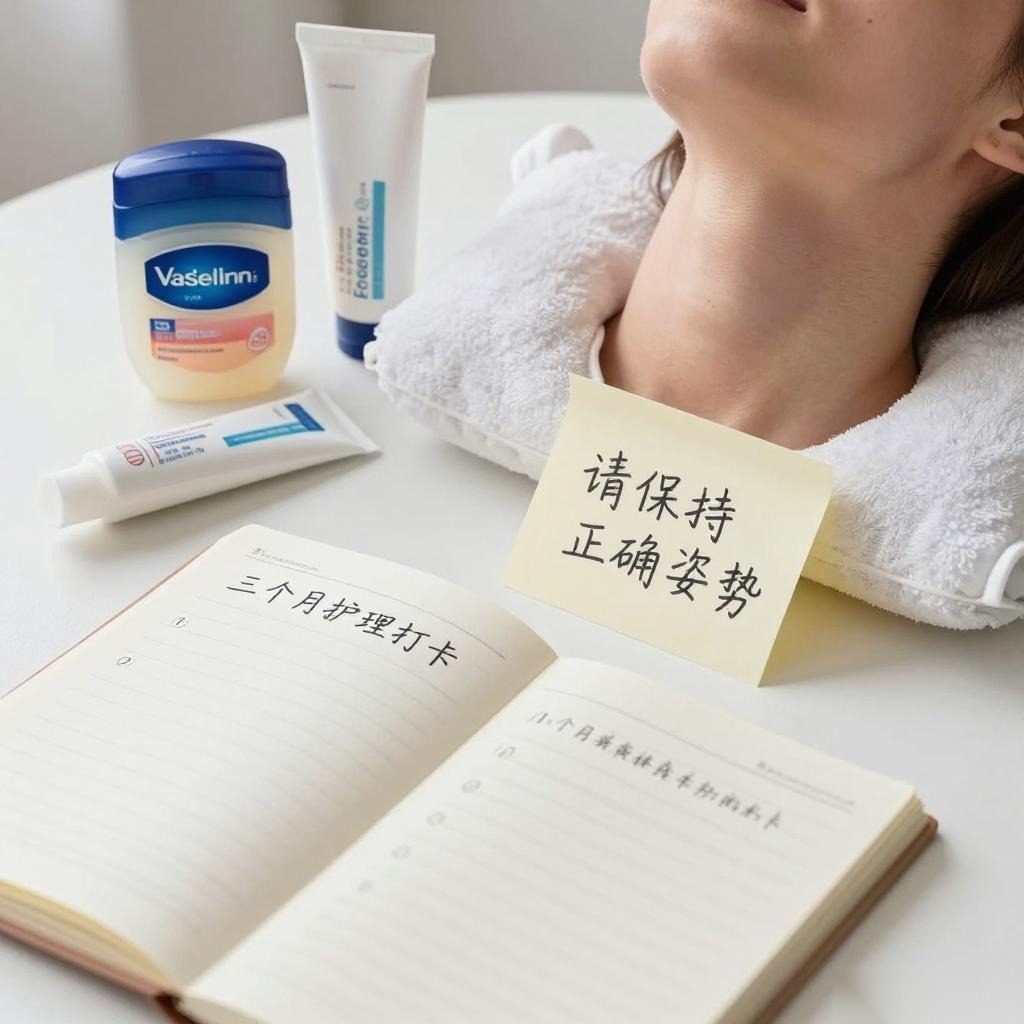 颈纹一圈一圈横纹明显，一个凡士林涂抹让我脖子光滑了