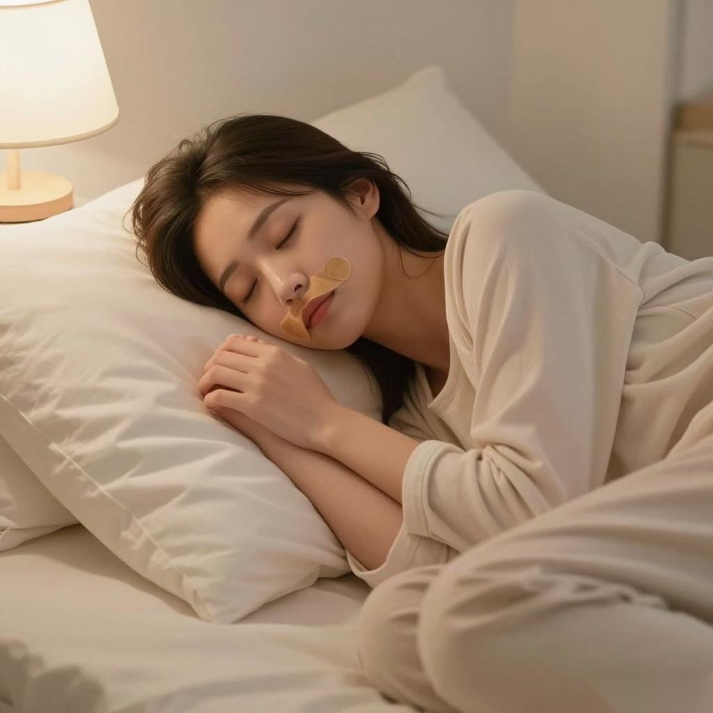 下巴后缩嘴凸口呼吸，一个闭嘴贴睡觉让我侧脸好看了