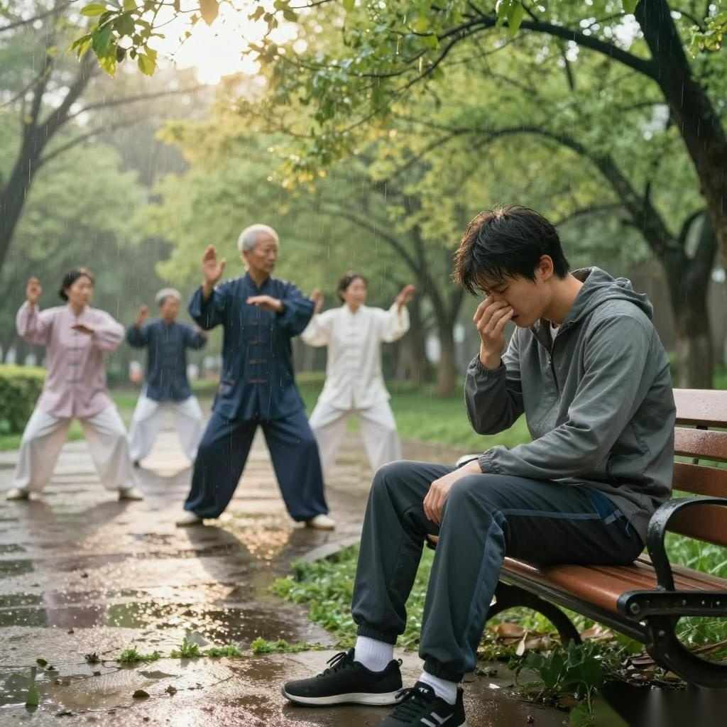 公园里练八段锦的大爷，身体比我还好