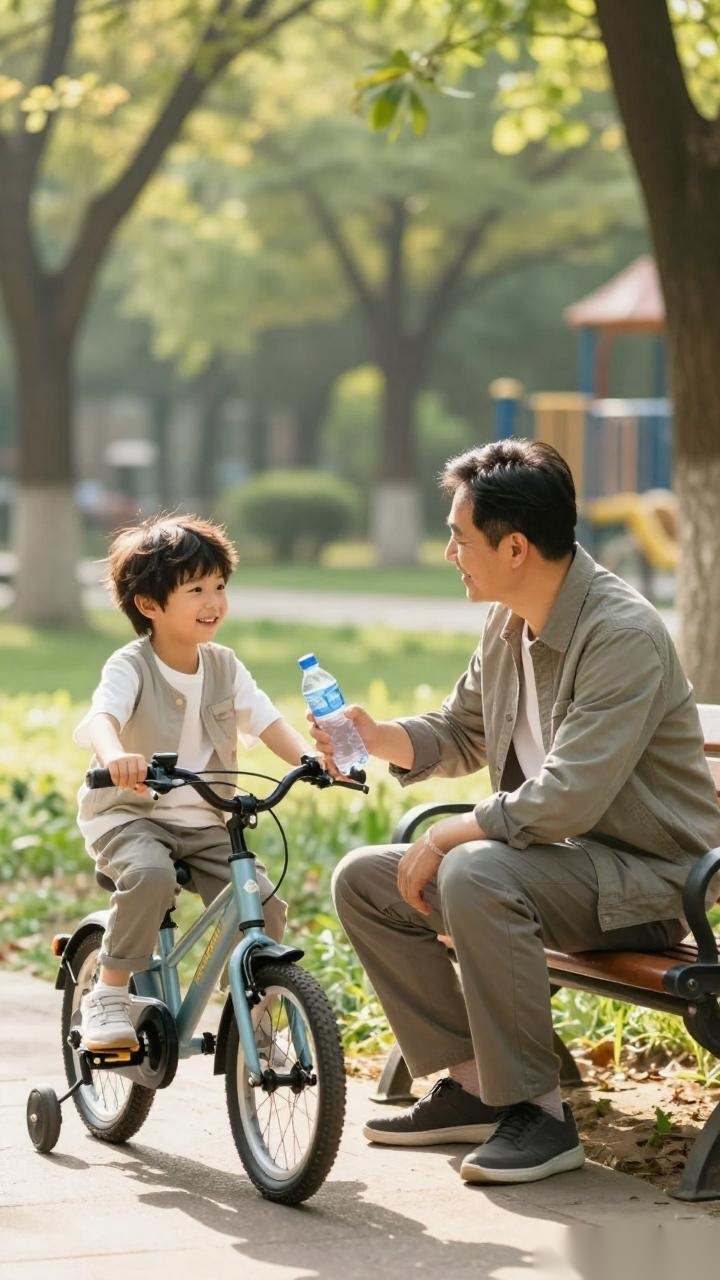 黄晓明与儿子春日骑行：最好的养生是陪孩子一起运动
