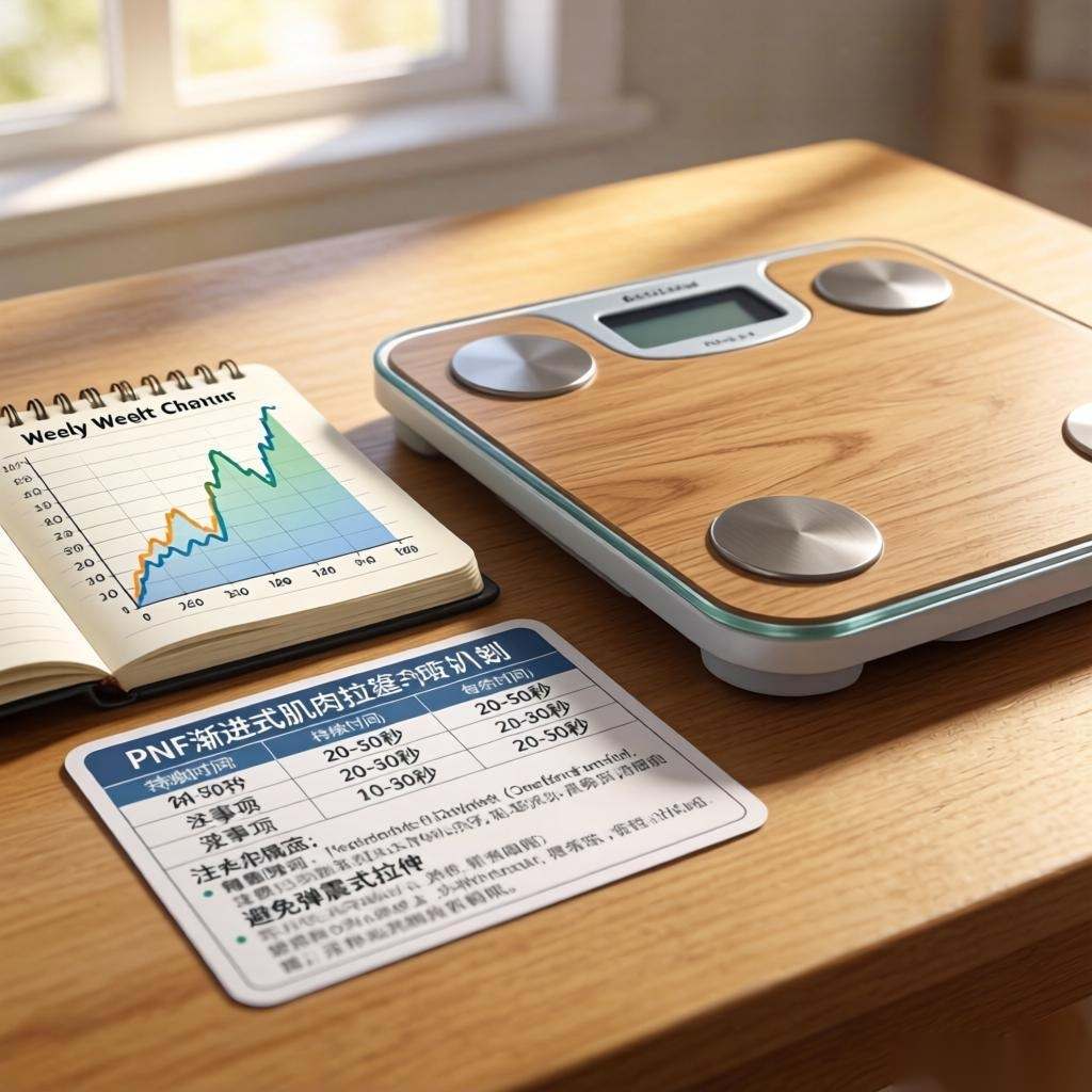 早晨称重拍照晚上拉伸养成健身习惯