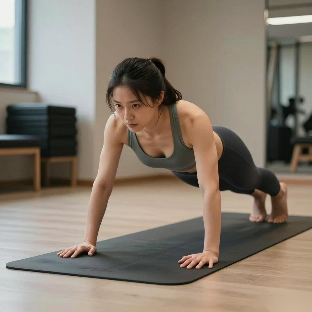 核心训练:平板支撑不塌腰,腹肌收缩感提升技巧