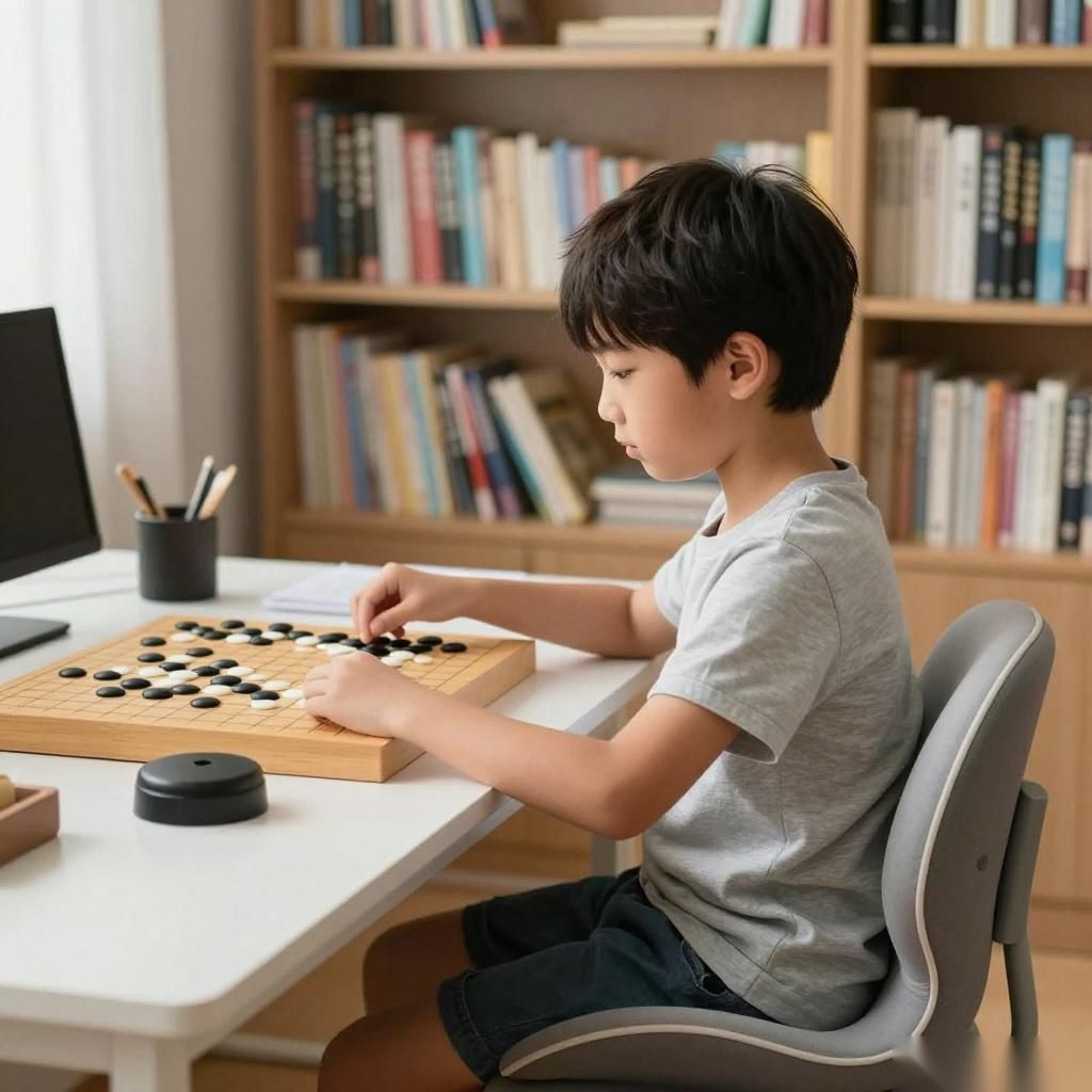 暑假学棋，久坐腰痛，腰垫支撑，对弈半天腰
